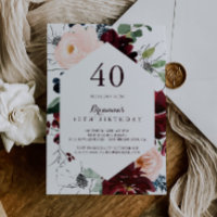 Watercolor Illustrated Floral 40th Birthday Party