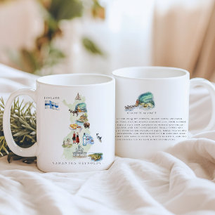 Watercolor Illustrated Map Finland Monogram Coffee Mug