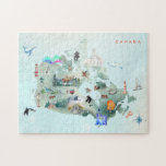 Watercolor Illustrated Map of Canada Art Jigsaw Puzzle<br><div class="desc">A perfect piece of art for for anyone that loves Canada. Add your custom wording to this design by using the "Edit this design template" boxes on the right hand side of the item, or click the blue "Customize it" button to arrange the text, change the fonts and colours and...</div>