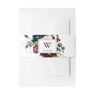 Watercolor Illustrated Monogram Wedding Invitation Belly Band