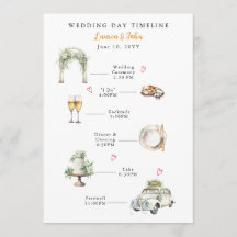 Watercolor Illustrated wedding day timeline