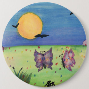 Watercolor Illustration Butterflies Love Couple  6 Cm Round Badge