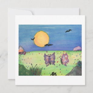 Watercolor Illustration Butterflies Love Couple  Invitation