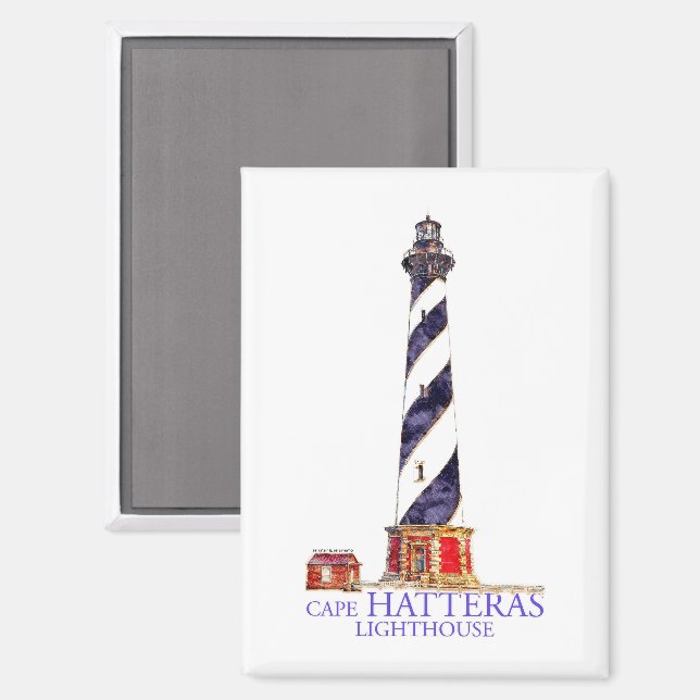 Watercolor Illustration Cape Hatteras Lighthouse Magnet (Front/Back)