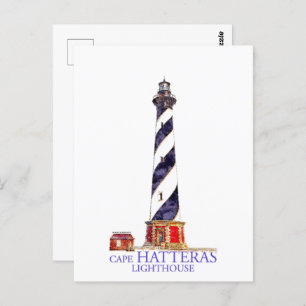 Watercolor Illustration Cape Hatteras Lighthouse Postcard