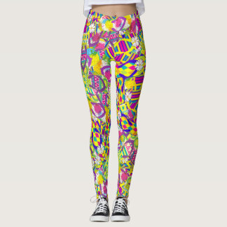 Watercolor Illustration, Flip Flop Pattern Leggings