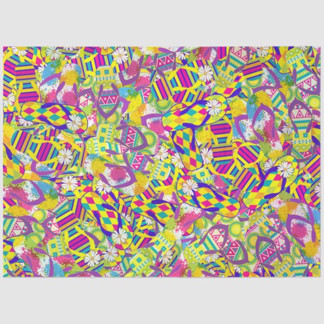 Watercolor Illustration, Flip Flop Pattern Tissue Paper (Front)