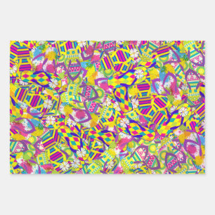 Watercolor Illustration, Flip Flop Pattern Wrapping Paper Sheet