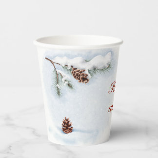 watercolor illustration “Happy Winter” Paper Cups