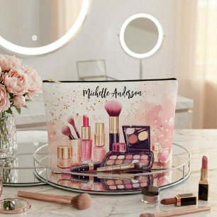Watercolor Illustration Makeup Accessory Pouch