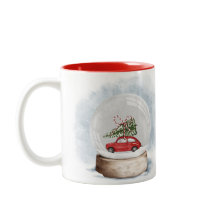 watercolor illustration of a Christmas snow globe