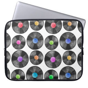 Watercolor illustration of a vinyl lp retro record laptop sleeve
