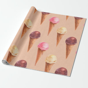 Watercolor illustration of ice cream. Seamless pat Wrapping Paper