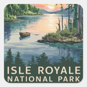 Watercolor Illustration of Isle Royale Square Sticker