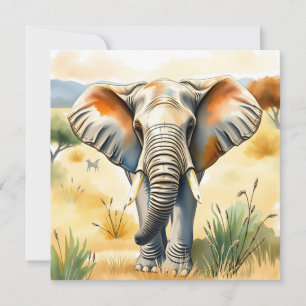 Watercolor Illustration of Mama and Baby Elephant