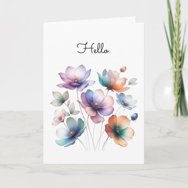 Watercolor Illustration of Pretty Flowers Bouquet  Card (Front)