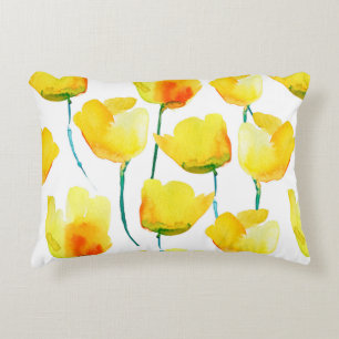 Watercolor illustration of tulips. Seamless patter Decorative Cushion