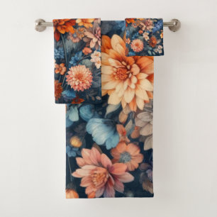 Watercolor Illustration rustic vintage elegant Bath Towel Set