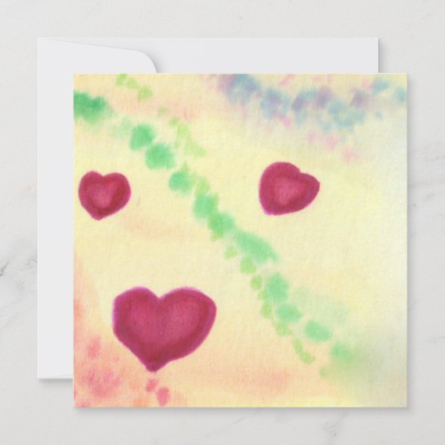 Watercolor Illustration Three Hearts Love Symbol  Holiday Card (Front)