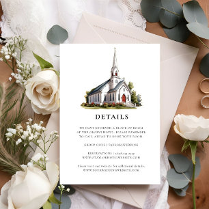 Watercolor Illustration Venue  Wedding details RSVP Card