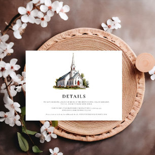 Watercolor Illustration Venue Wedding details RSVP Card