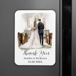 Watercolor Illustration Wedding Thank You Card Magnet