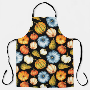 Watercolor illustration with pumpkins. Seamless wa Apron