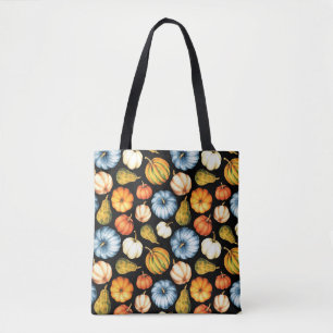 Watercolor illustration with pumpkins. Seamless wa Tote Bag