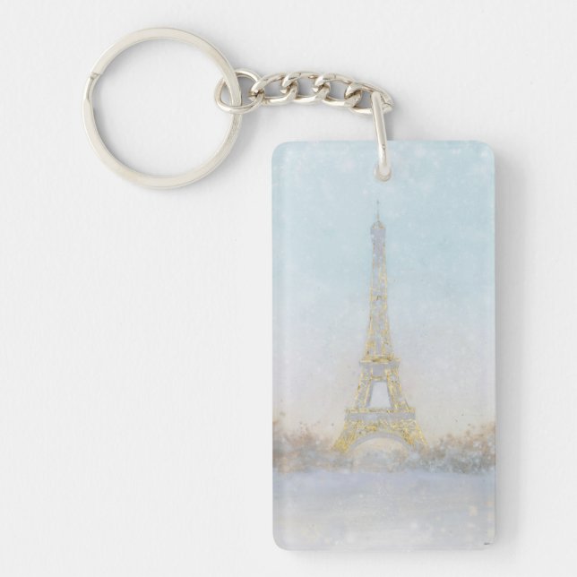 Watercolor | Image of Eiffel Towe Key Ring (Front)