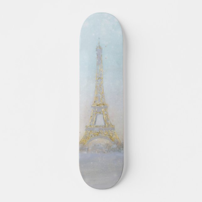 Watercolor | Image of Eiffel Towe Skateboard (Front)