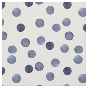 Watercolor . In blue polka dots . Fabric