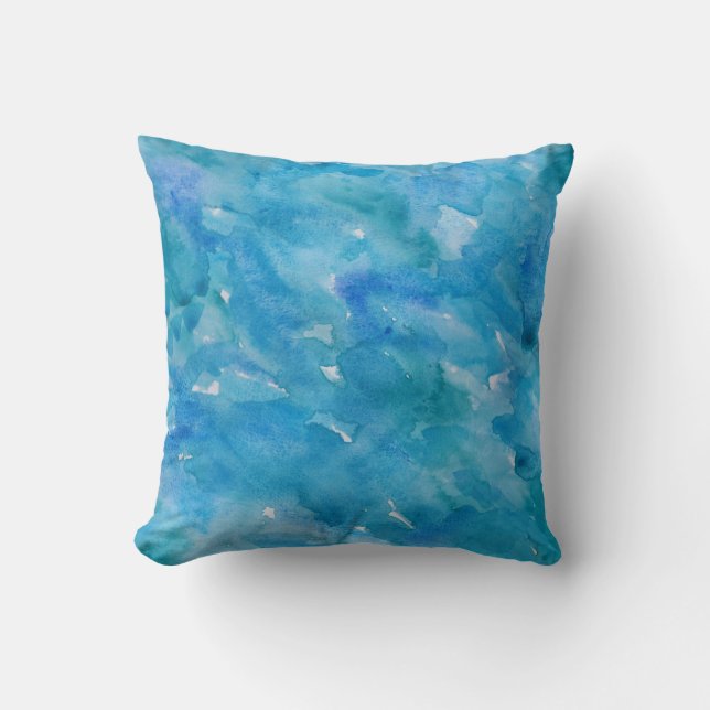 Watercolor in Cool Blues Cushion (Front)