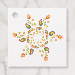 Watercolor Indian Paisley Favour Tags