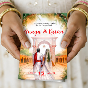Watercolor Indian Wedding Program Hindu Ceremony Flyer