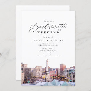 Watercolor Indianapolis Indiana Skyline City Invitation