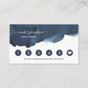 Watercolor Indigo Blue Loyalty Card