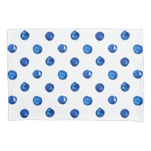 Watercolor indigo blue polka dots pattern pillowcase