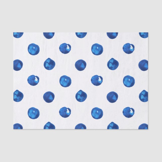Watercolor indigo blue polka dots pattern tissue paper (Front)