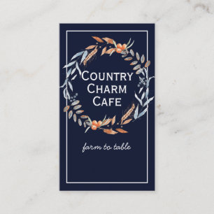 Watercolor Indigo Blue Wreath Business Card