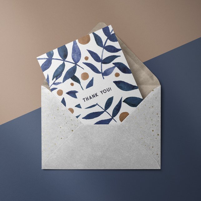 Watercolor Indigo branches Thank you Card (Creator Uploaded)