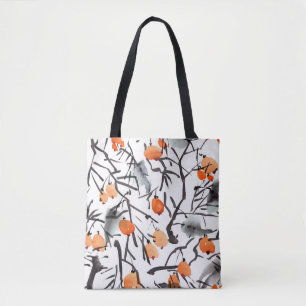 Watercolor Ink Berries Leaves Illustration Tote Bag