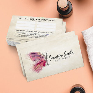 Watercolor Ink Butterfly - Nail Artist Business Card