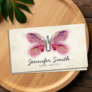 Watercolor ink Butterfly Nail polish Business Card