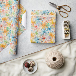 Watercolor-Inspired Floral Pattern  Wrapping Paper