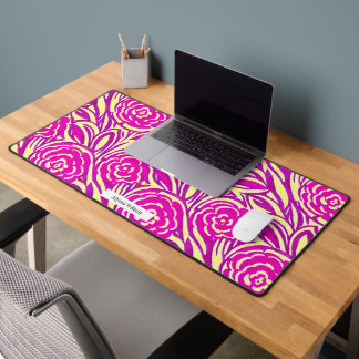 Watercolor Inspired Hot Pink Roses Pattern Desk Mat
