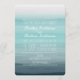 Watercolor Inspired Ombre Wedding - Teal Invitation