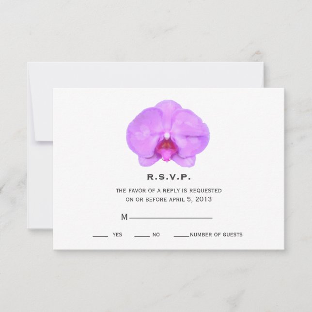 Watercolor Inspired Orchid Wedding RSVP (Front)