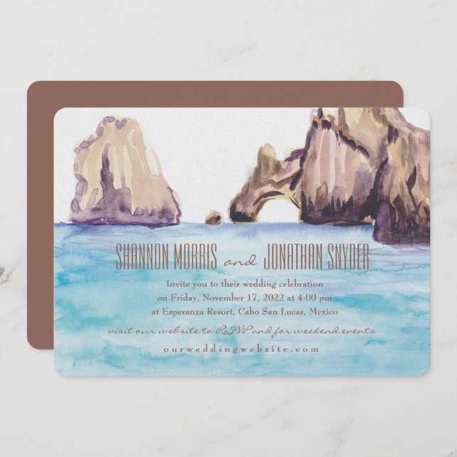 Watercolor Invitation for Cabo Mexico (Front/Back)