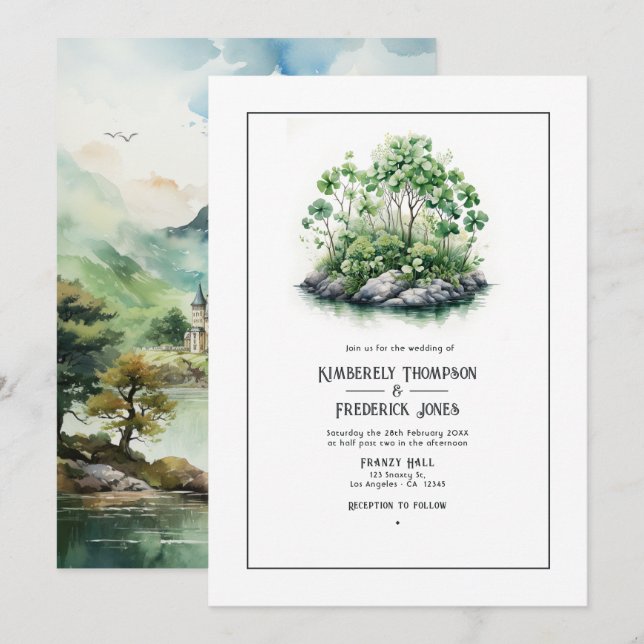 Watercolor Ireland Destination Wedding Invitation (Front/Back)