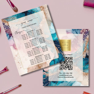 Watercolor Iridescent Blush gold Price List Menu